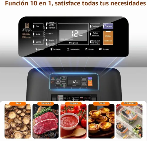 Vista 3 de Newise Máquina selladora al vacío de 85 Kpa, regalos de cocina de Navidad, 10 en 1, ahorrador de alimentos completamente automático con mango