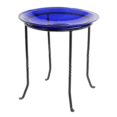 Vista 5 de Achla Designs Cuenco de vidrio agrietado, 14 pulgadas, azul cobalto