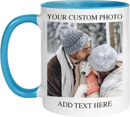 Vista 13 de Taza de café personalizada de 11 onzas de cerámica – Agregue foto, texto o logotipo Taza con imagen personalizada, impresión a doble cara, apta