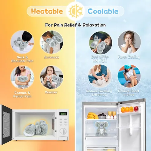 Vista 2 de SuzziPals Animales de peluche de koala calentables y refrigerables, bonitos peluches de almohadilla térmica para microondas para calmar y relajarse