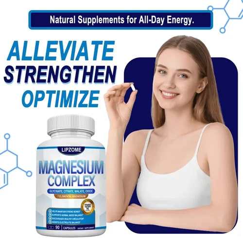 Vista 4 de Suplemento Complejo de Magnesio 1200mg - Mezcla avanzada de magnesio 7 en 1 - Glicinato, Citrato, Malato, Taurato, Óxido, Aspartato, Orotato