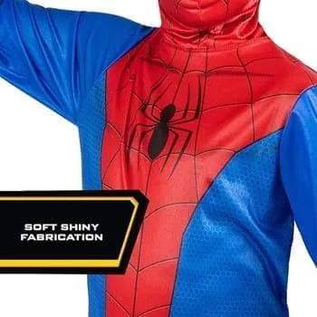 Vista 3 de Marvel Spider-Man - Disfraz oficial de Halloween para jóvenes, overol estampado con máscara de tela