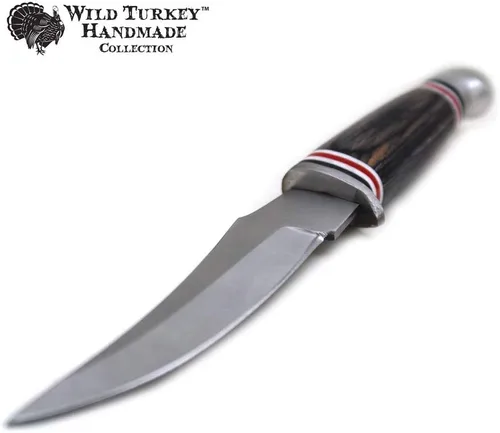 Vista 2 de Colección Color Mango de Madera Hoja Fija Skinner Cuchillo w/Funda de cuero (negro)