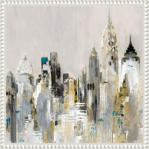 Vista 14 de Amanti Art Lienzo enmarcado para pared, paisaje urbano dorado de 16 x 16 pulgadas, por Valerie Mravyan, lienzo enmarcado para pared, obras de arte