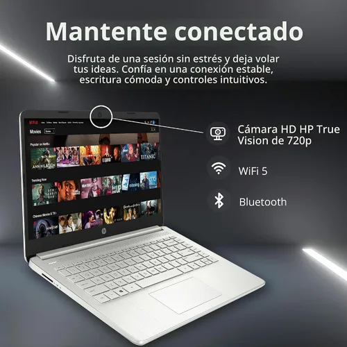 Vista 4 de HP Stream Laptop HD de 14 pulgadas, procesador Intel Celeron N4120, 4 GB de RAM, 128 GB eMMC, gráficos Intel UHD, cámara web 720p, WiFi, HDMI