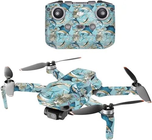 Vista 8 de MightySkins brillo brillante compatible con DJI Mini 2 Drone portátil – Polígono gris Protector, duradero acabado brillante brillante Fácil