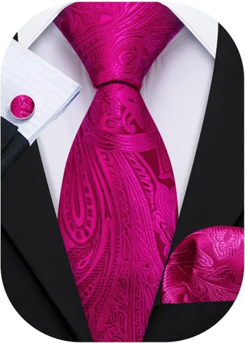 Vista 141 de Barry.Wang - Juego de corbata de seda para hombre, diseño de cachemira, pañuelo y gemelos de bolsillo