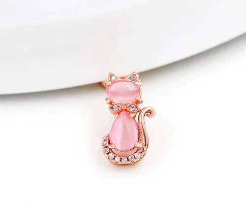 Vista 9 de Uloveido Linda forma de gato rosa CrystaL Studs Pendientes y collar colgante para niñas adolescentes Y404