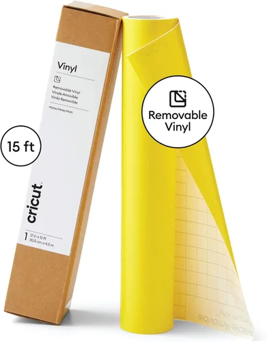 Vista 3 de Cricut - Vinilo removible de alta calidad, amarillo brillante (12 x 15 pies), sin residuos, fácil de quitar hasta 2 años, perfecto para proyectos