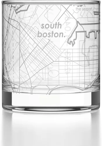 Vista 50 de Well Told Vaso de rocas grabado con mapa de Akron, Ohio, cristalería estilo antiguo (325ml, transparente) Vaso de bourbon grabado, regalos
