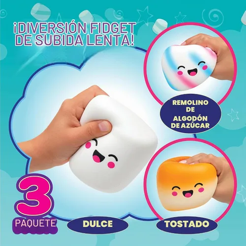 Vista 2 de Squeeze Please 3 Pack Marshmallow Stress Relief Sensory Fidget Squishy Toy