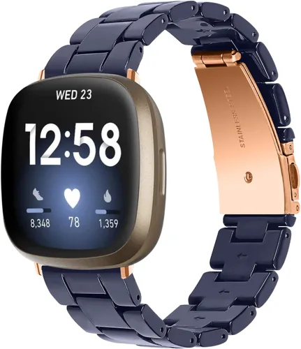 Vista 12 de Correa de reloj de resina compatible con Fitbit Versa 4/Sense 2/Versa 3/Sense 1, pulsera brazalete de moda ligera y ajustable de repuesto