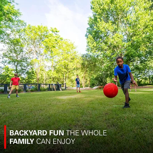 Vista 7 de Rukket Kickball Set con bases Placas de goma y Kick Ball Perfecto para niños y adultos Juego de patio y patio trasero Bomba de aire y conos