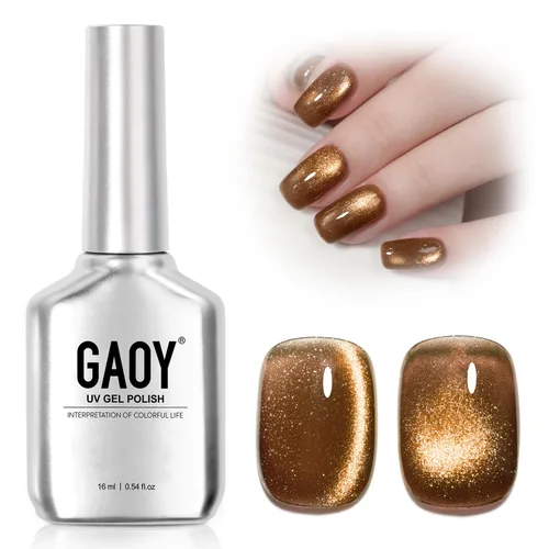 Vista 46 de GAOY Esmalte de uñas de gel Brown Cat Eye, 4629 azul ámbar, 0.5 fl oz Ámbar azul