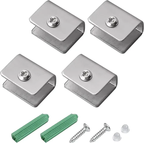 Vista 14 de 4 piezas de acero inoxidable ajustable soporte de estante de vidrio rectangular pequeña puerta gabinete abrazadera clip soporte para 0.236-0.315 in