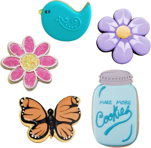 Vista 4 de Ann Clark - Juego de 5 cortadores de galletas para el Día de la Madre para el Día de la Madre, fabricado en Estados Unidos, mariposa, pájaro, flor