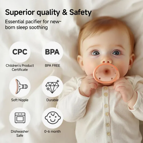Vista 8 de Chupetes de bebé con forma de pulgar de 0 a 6 meses, paquete de 2 con 4 piezas Paci + clip y estuche * 1