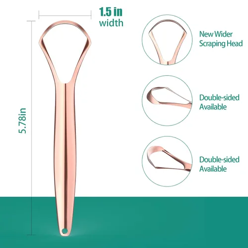Vista 6 de RONAVO Raspador de lengua para adultos, raspador de lengua para mujeres, limpiador de lengua de metal con estuche de viaje para cuidado bucal