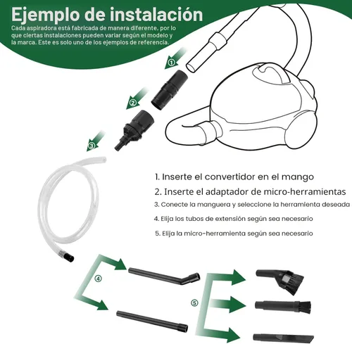 Vista 4 de EZ SPARES 7 piezas de accesorios de micro aspiradora, 7 piezas de accesorio universal para aspiradora, mini kit de herramientas de limpieza
