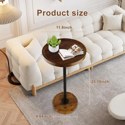 Vista 3 de Home Dector - Mesa auxiliar para sofá, mesa pequeña para bebidas para espacios pequeños, mesa auxiliar de café con patas de madera para sala