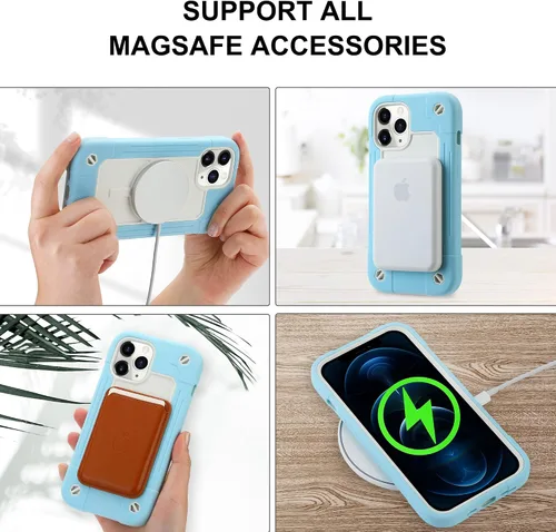 Vista 5 de MARKILL Funda magnética para iPhone 12 Pro Max de 6.7 pulgadas compatible con MagSafe, [PC duro + silicona suave 3 en 1] cuerpo completo, resistente