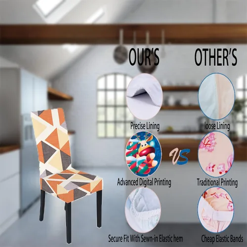 Vista 5 de Fundas protectoras para sillas de comedor, estilo geométrico, elásticas, extraíbles, lavables, para cocina, hotel, ceremonia de boda (geometría 1 2)