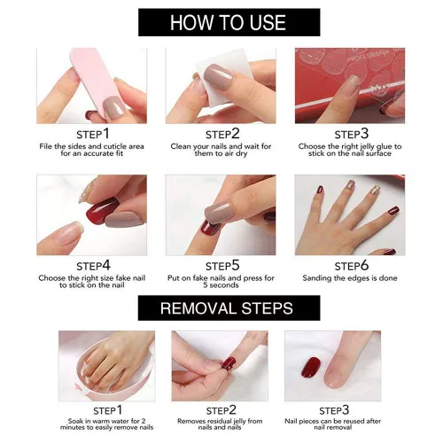 Vista 42 de Uñas postizas francesas a presión, uñas postizas largas de acrílico con forma de ataúd de cobertura completa, uñas postizas de bailarina