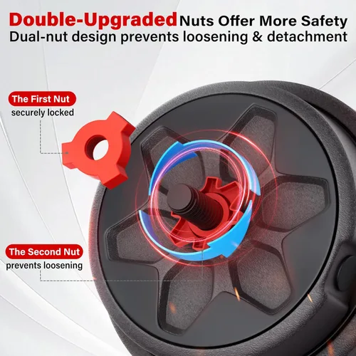 Vista 2 de KEY2FUN Mancuernas ajustables, juego de pesas libres de 22/33/44/66/88 libras con conector, juego de pesas 4 en 1 utilizado como pesas rusas, barra