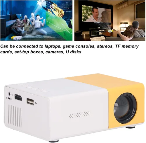 Vista 5 de Mini proyector portátil, proyector de película digital, pantalla grande de 24 a 60 pulgadas, resolución de 1920 x 1080, multiinterfaz, proyector