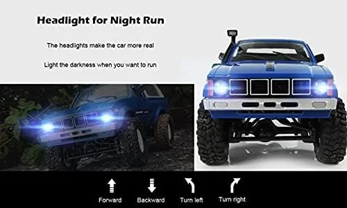 Vista 6 de WPL C24 1/16 2.4GHz 4WD RC Car Crawler Faro Control Remoto Crawler Off-Road Pick-up Truck RTR Juguete Niño, Niña y Adulto (azul)