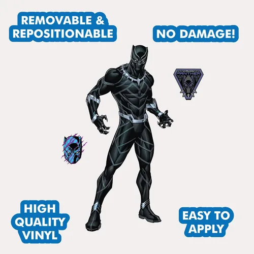 Vista 2 de Wall Palz Marvel Black Panther Calcomanía de Pared - 29" Realidad Aumentada Black Panther Decoración de Dormitorio Despegar y Pegar Calcomanías