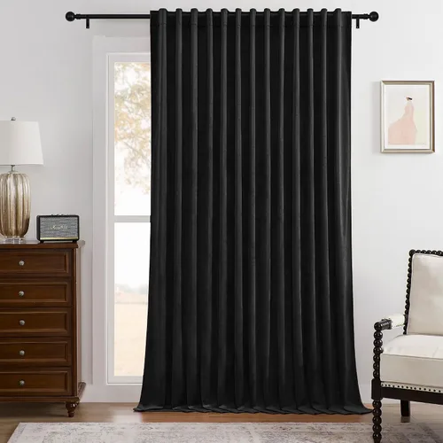 Vista 36 de Timeper Cortinas opacas de terciopelo negro de 42 pulgadas de ancho x 84 pulgadas de largo, cortinas opacas para dormitorio, sala de estar, cortinas