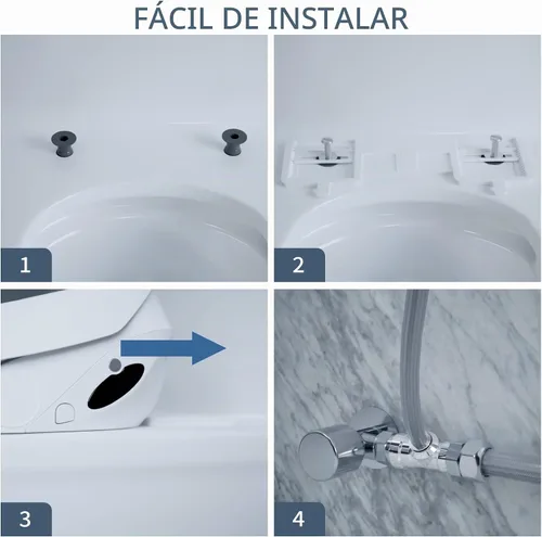 Vista 6 de X3 Asiento de inodoro de bidé, asiento de inodoro inteligente alargado con secador de aire, accesorio de bidé para inodoro con agua tibia con cierre