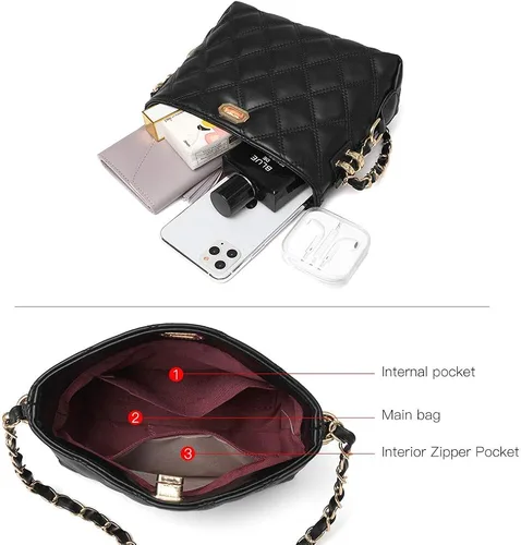 Vista 3 de Bolsos cruzados pequeños para mujer bolsos de cuero a la moda bolsos de hombro ligeros