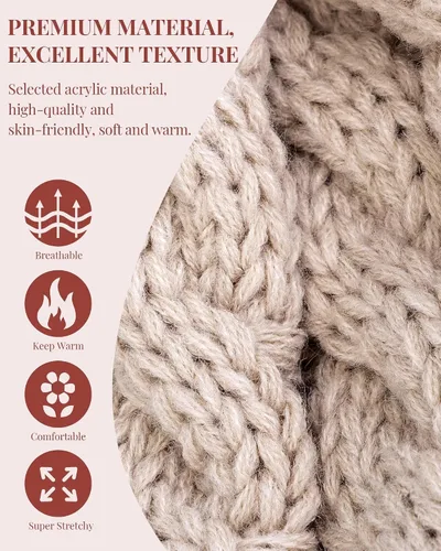 Vista 3 de 3 gorros para mujer con pompón, gorro de punto para mujer invierno y otoño, sombreros de invierno cálidos de moda para mujer