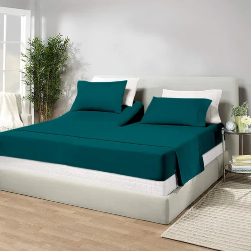 Vista 75 de Juego de sábanas de algodón de 600 hilos tamaño Queen dividido para base de cama ajustable, juego de sábanas de 4 piezas con bolsillo profundo