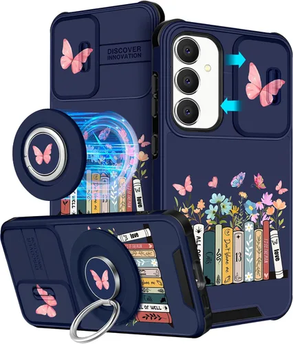 Vista 30 de Funermei Funda para teléfono Samsung Galaxy A15 5G - [2 en 1] Funda para teléfono de mujeres lindas chicas, diseño femenino de mariposa negra