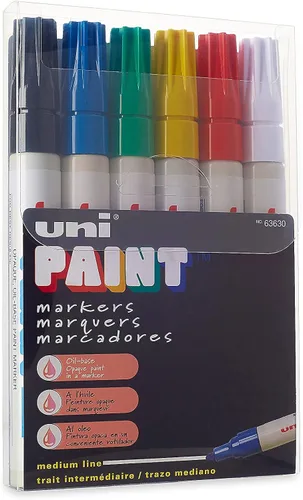 Vista 3 de Uni-Paint - Marcador a base de aceite, punta media, tintas surtidas, 63630, 6