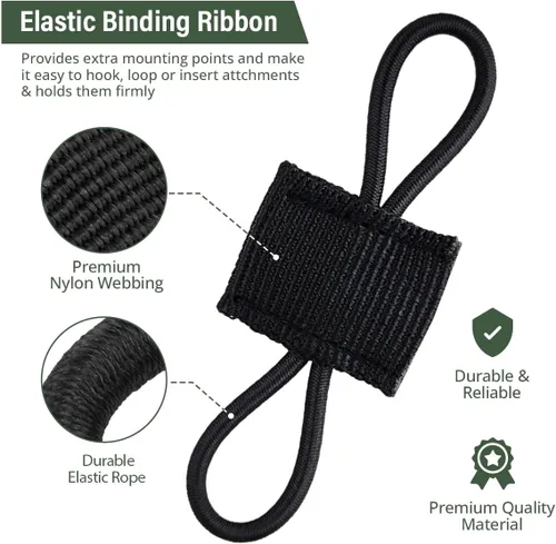 Vista 6 de Cinta elástica de cinchas multiusos para mochilas, accesorios tácticos para mochila MOLLE, equipo táctico EDC
