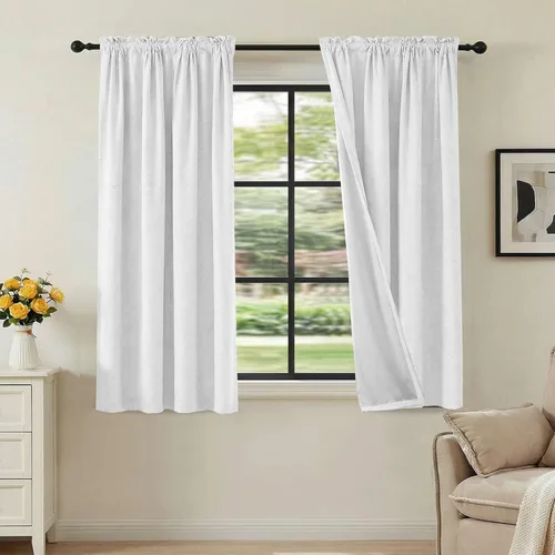 Vista 59 de H.VERSAILTEX Cortinas 100% opacas con aspecto de lino para dormitorio, bloqueo de luz completa, bolsillo para barra, cortinas de ventana gruesas