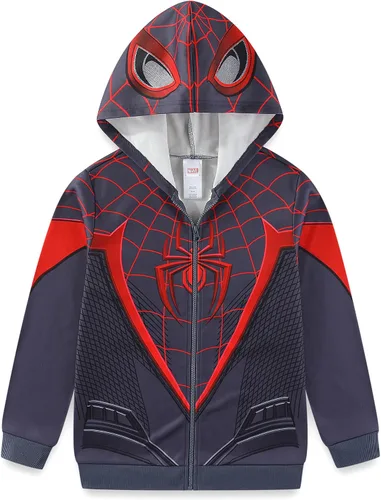 Vista 9 de Marvel Spider-Man 2 Miles Morales Venom - Sudadera con capucha y cremallera completa para niños grandes (talla: 8-20)