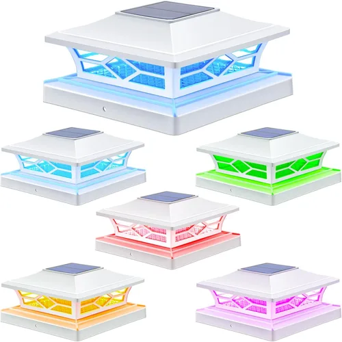 Vista 12 de APONUO - Luces solares para postes, paquete de 4, 2 modos de brillo, luces solares para postes automático encendido/apagado, impermeables
