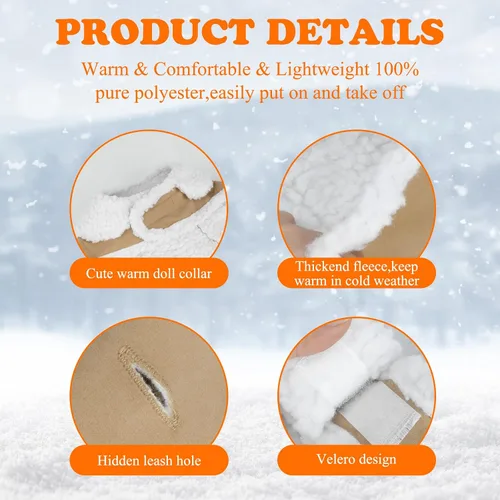 Vista 4 de BWOGUE Abrigo de invierno para perros pequeños, chaqueta de forro polar para perros de razas pequeñas a medianas