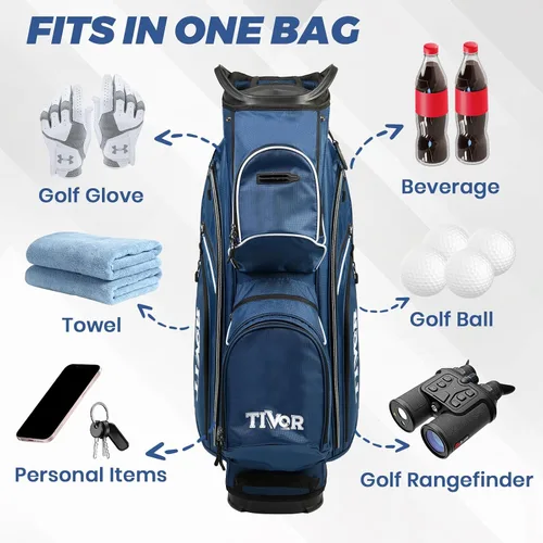 Vista 3 de TIVOR 2026 Golf Cart Bag - 14-Way Full-Length Dividers, 9 Pockets, Easy-Access Handle & Ergonomic Straps Perfect for Cart & Walking, Includes Rain