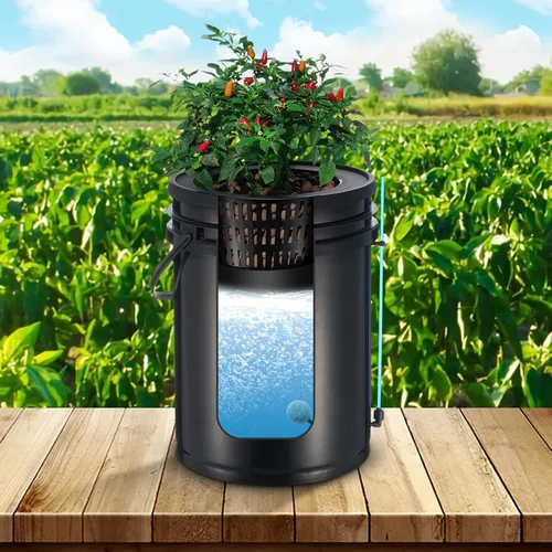 Vista 8 de VEVOR Sistema de Cultivo Hidropónico DWC, Sistema de Cultivo Hidropónico con Kit de Goteo Superior, Cultura de Agua Profunda de 5 Galones con Bomba