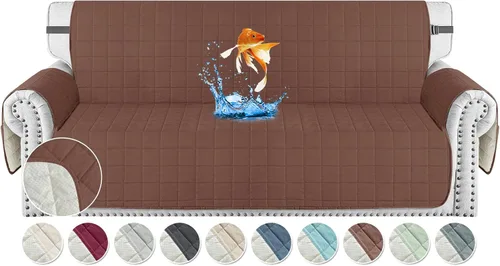 Vista 24 de MAXIJIN Fundas impermeables para sofá de 3 cojines, aptas para mascotas, fundas acolchadas para sofá de 69 pulgadas, lavables, protector de sofá