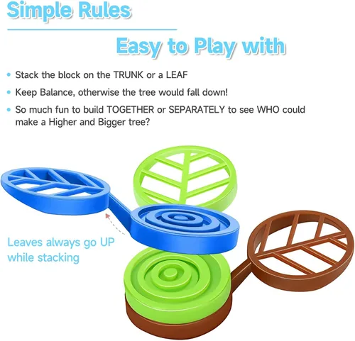 Vista 3 de Stack-a-Rainbow-Tree - Bloques apilables de plástico de 70 piezas, juguetes de construcción de equilibrio para niños de 3 a 8 años, juguetes