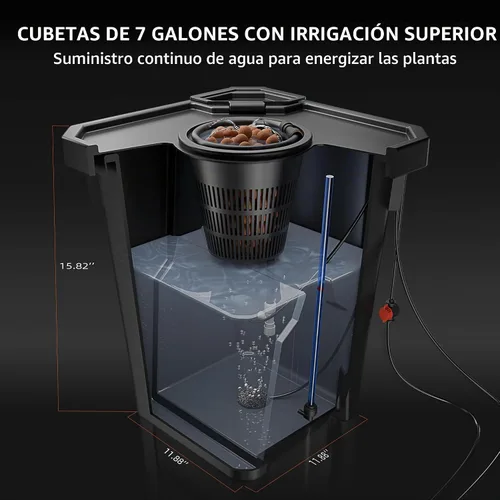 Vista 4 de Spider Farmer DWC Hydroponics Growing System Kit 2 Buckets for Indoor Plant