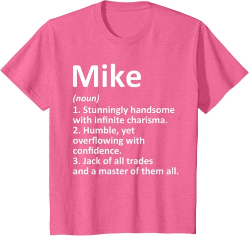 Vista 53 de MIKE Definition - Camiseta divertida para regalo de cumpleaños con nombre personalizado, Negro, S