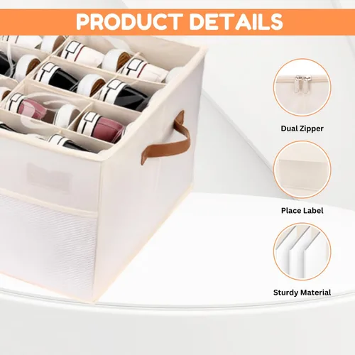 Vista 3 de Organizador de zapatos para armario con cepillo de limpieza, capacidad para 16 pares, caja de almacenamiento plegable de alta calidad con tapa